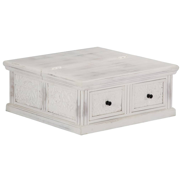 Couchtisch Weiß 70x70x30 cm Massivholz Mango