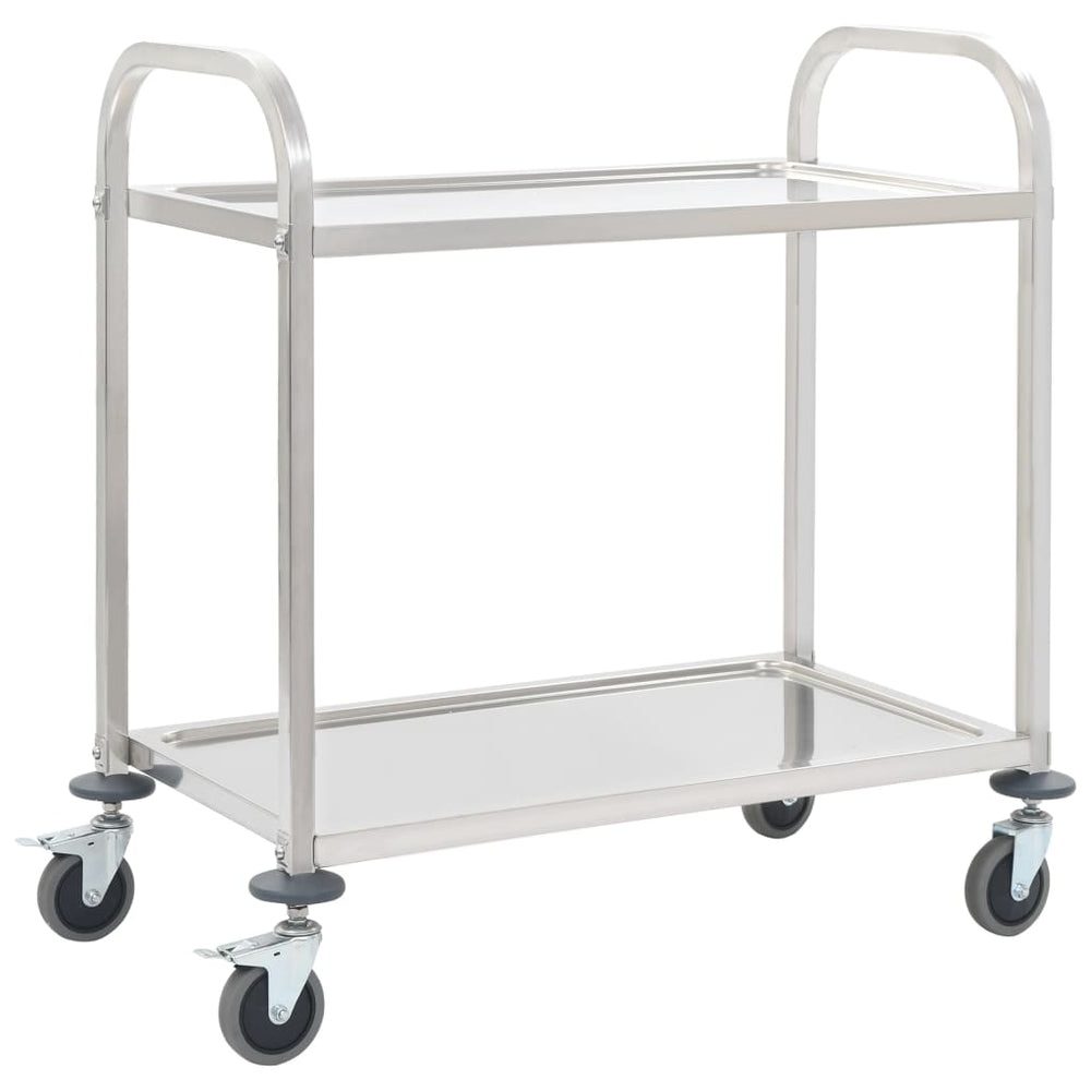 Servierwagen Edelstahl, 2-stufig, 96,5 cm