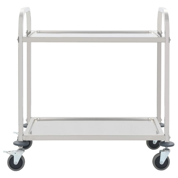 Servierwagen Edelstahl, 2-stufig, 96,5 cm