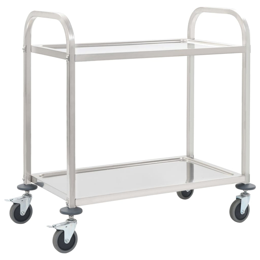 Edelstahl Servierwagen, 2-stufig, 95 cm