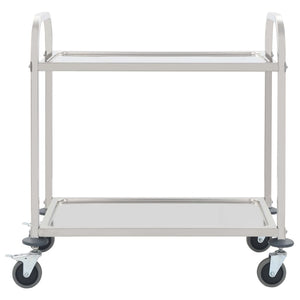 Edelstahl Servierwagen, 2-stufig, 95 cm