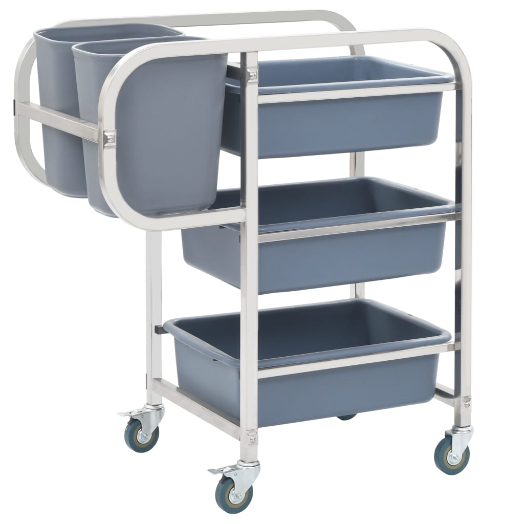 vidaXL Chariot de cuisine avec poubelles en plastique 82x43,5x93 cm