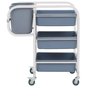 vidaXL Chariot de cuisine avec poubelles en plastique 82x43,5x93 cm