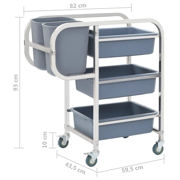 vidaXL Chariot de cuisine avec poubelles en plastique 82x43,5x93 cm