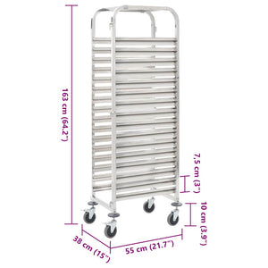 Edelstahl Tablettwagen für 16 Tabletts