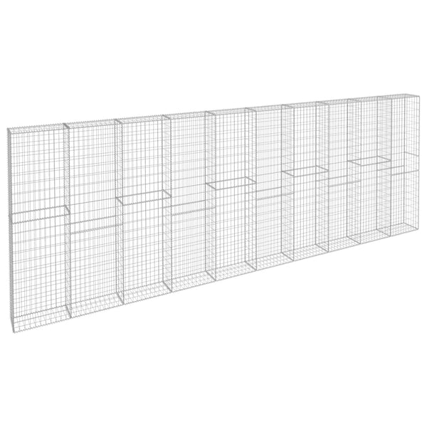 Gabionenwand mit Abdeckung Verzinkter Stahl 600×30×200 cm