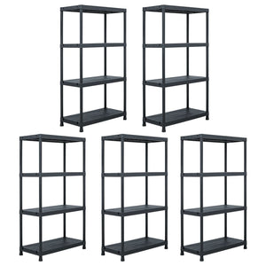 Lagerregale 5 Stk. Schwarz 60 x 30 x 138 cm Kunststoff