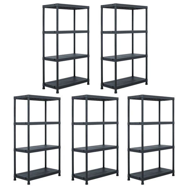 Lagerregale 5 Stk. Schwarz 60 x 30 x 138 cm Kunststoff