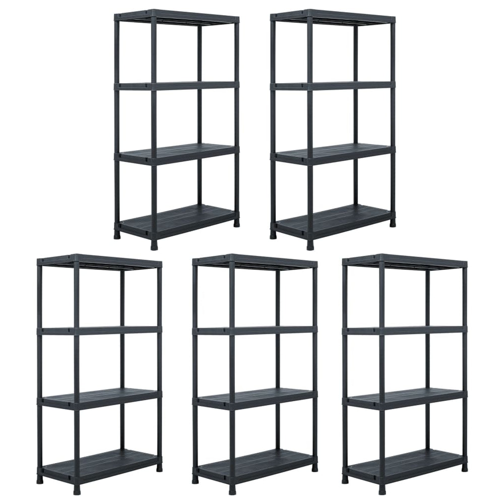 Lagerregale 5 Stk. Schwarz 60 x 30 x 138 cm Kunststoff