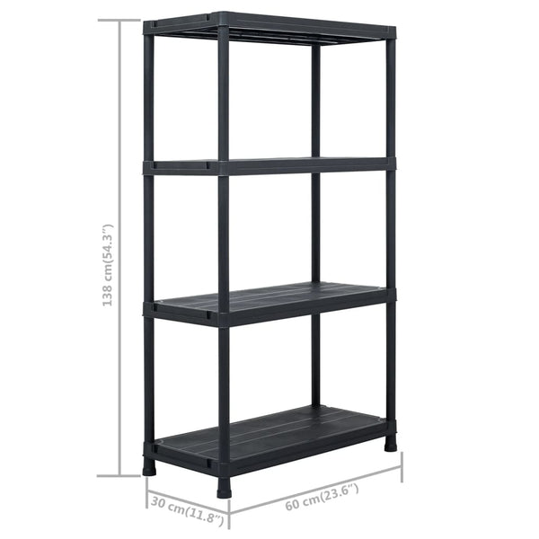 Lagerregale 5 Stk. Schwarz 60 x 30 x 138 cm Kunststoff