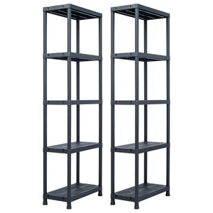 Lagerregale 2 Stk. Schwarz 125 kg 60 x 30 x 180 cm Kunststoff
