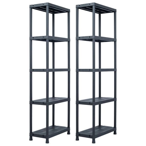 Lagerregale 2 Stk. Schwarz 125 kg 60 x 30 x 180 cm Kunststoff