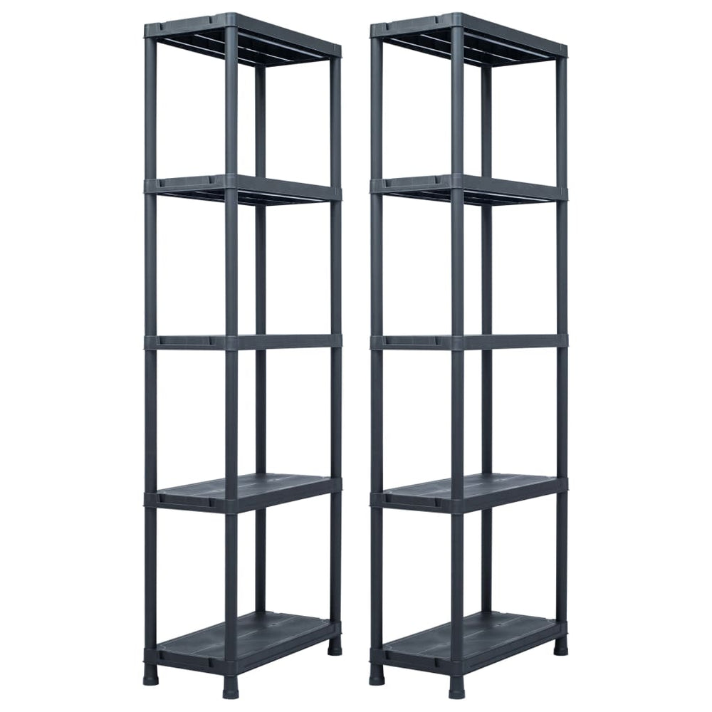 Lagerregale 2 Stk. Schwarz 125 kg 60 x 30 x 180 cm Kunststoff