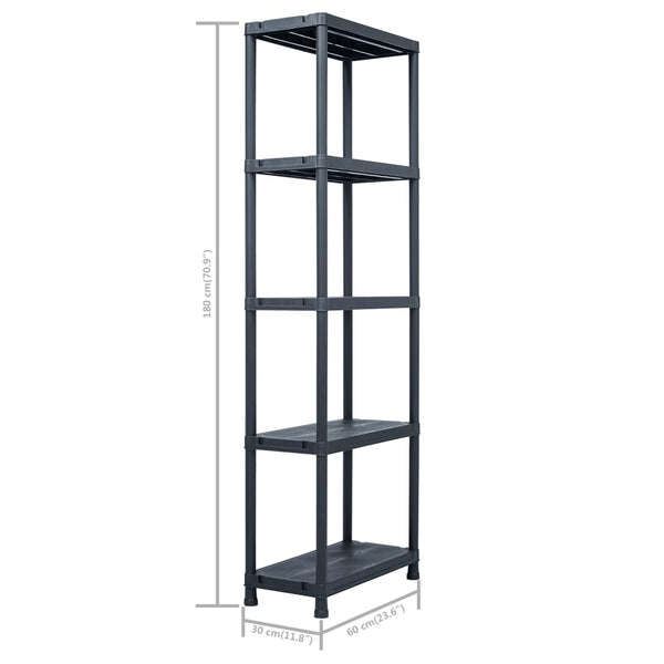 Lagerregale 2 Stk. Schwarz 125 kg 60 x 30 x 180 cm Kunststoff