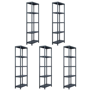 Lagerregale 5 Stk. Schwarz 125 kg 60 x 30 x 180 cm Kunststoff