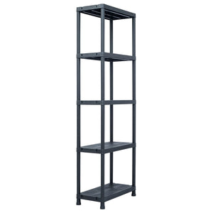 Lagerregale 5 Stk. Schwarz 125 kg 60 x 30 x 180 cm Kunststoff