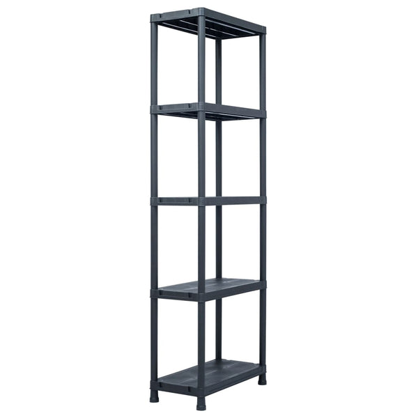 Lagerregale 5 Stk. Schwarz 125 kg 60 x 30 x 180 cm Kunststoff