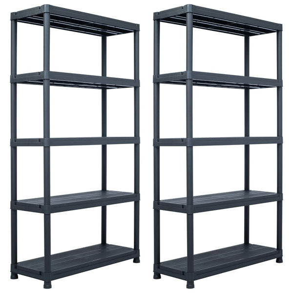 Lagerregale 2 Stk. Schwarz 250 kg 80 x 40 x 180 cm Kunststoff