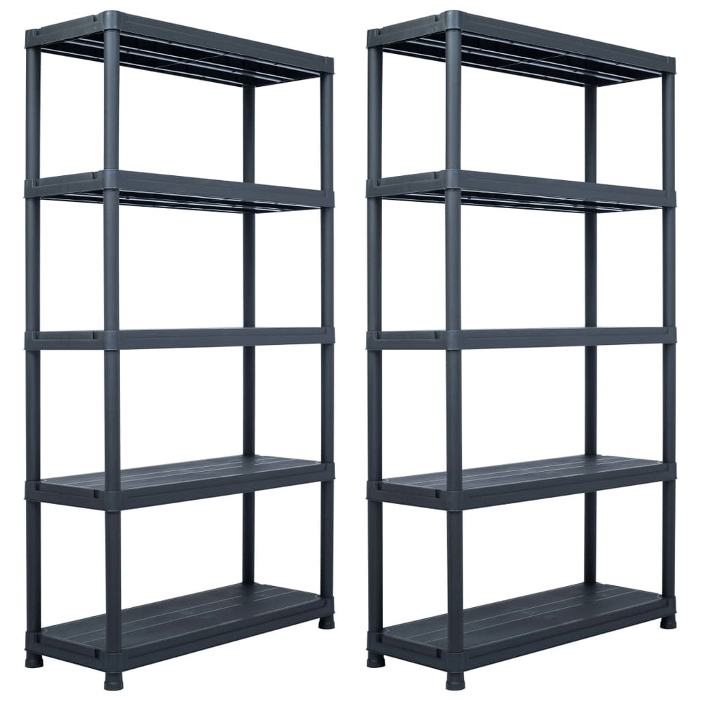 Lagerregale 2 Stk. Schwarz 250 kg 80 x 40 x 180 cm Kunststoff