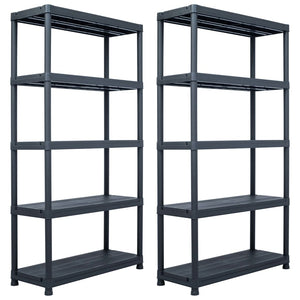 Lagerregale 2 Stk. Schwarz 250 kg 80 x 40 x 180 cm Kunststoff
