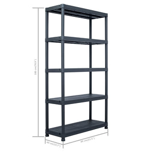 Lagerregale 2 Stk. Schwarz 250 kg 80 x 40 x 180 cm Kunststoff