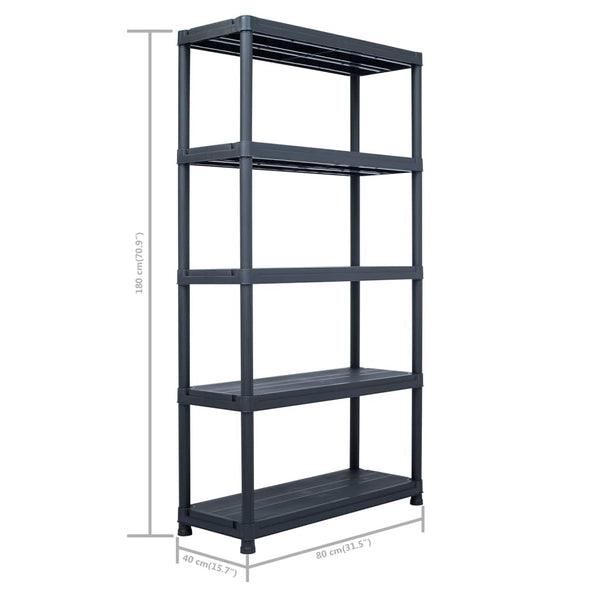 Lagerregale 2 Stk. Schwarz 250 kg 80 x 40 x 180 cm Kunststoff