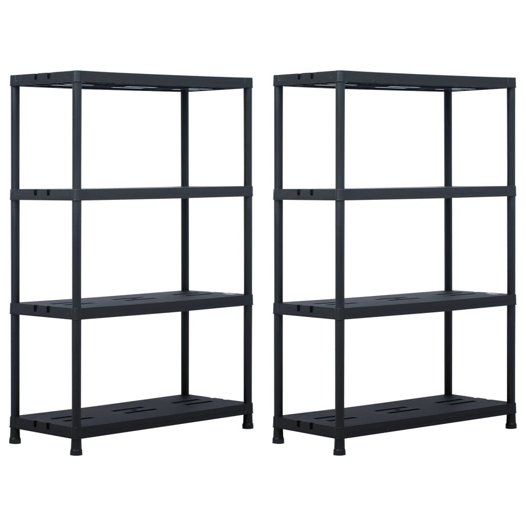Lagerregale 2 Stk. Schwarz 220 kg 90 x 40 x 138 cm Kunststoff