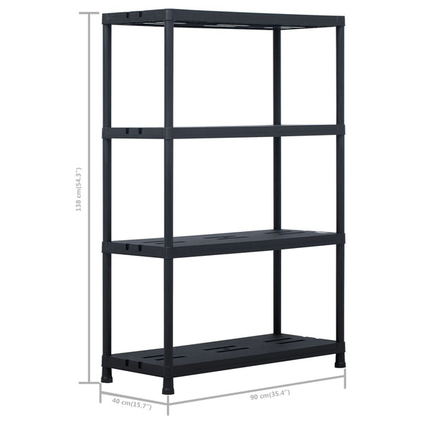Lagerregale 2 Stk. Schwarz 220 kg 90 x 40 x 138 cm Kunststoff