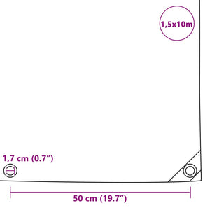 vidaXL Bâche 650 g/m² 1,5 x 10 m Gris