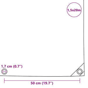 vidaXL Bâche de protection 650 g/m² 1,5 x 20 m Gris