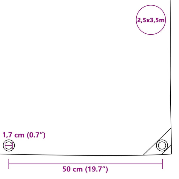 vidaXL Bâche de protection 650 g/m² 2,5 x 3,5 m Vert