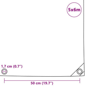 vidaXL Bâche 650 g/m² 5x6 m Vert