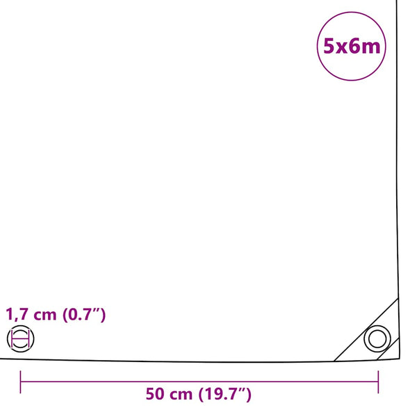 vidaXL Bâche 650 g/m² 5 x 6 m Blanc