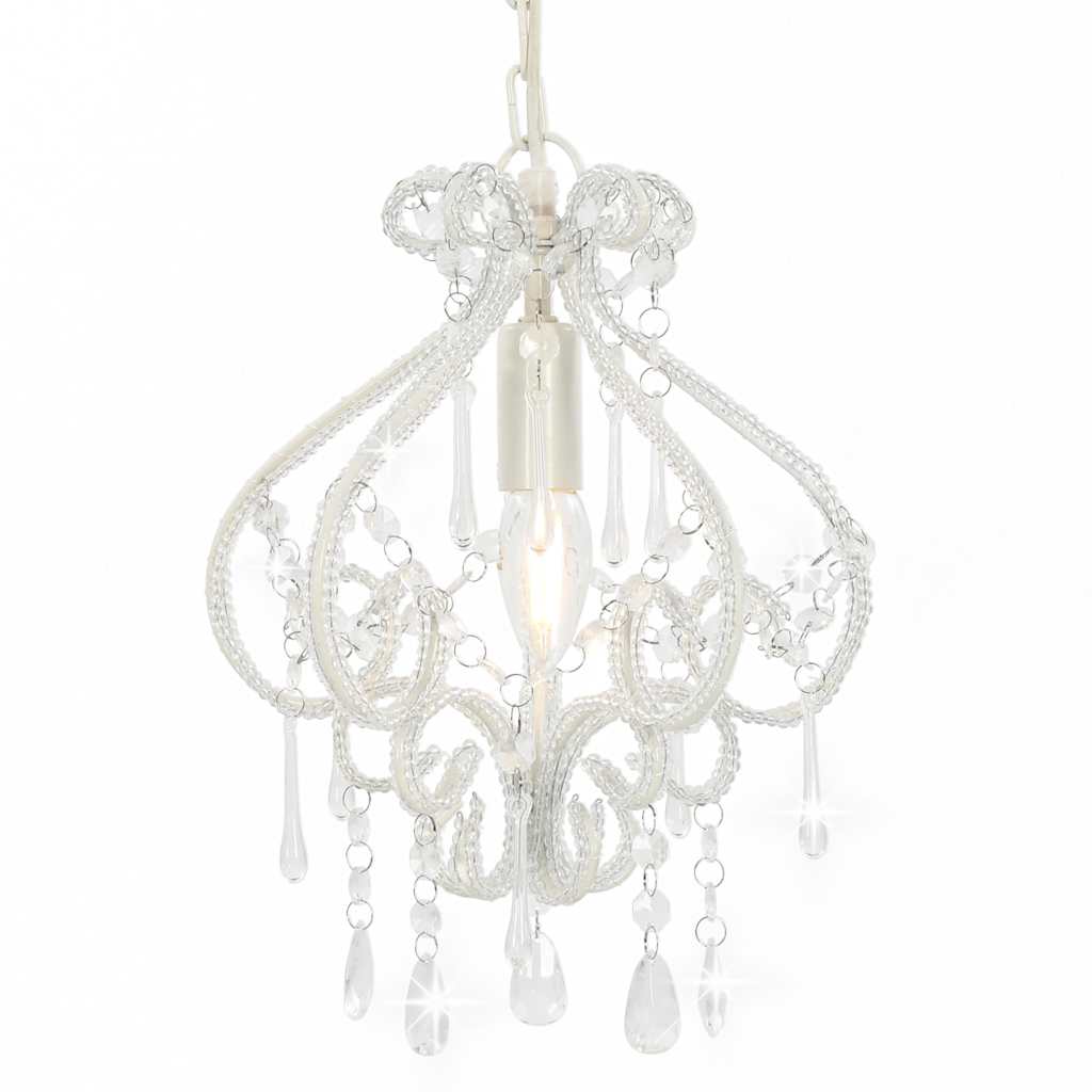 vidaXL Ceiling Lamp with Beads White Round E14
