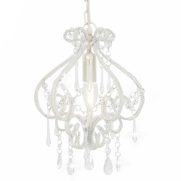 vidaXL Ceiling Lamp with Beads White Round E14