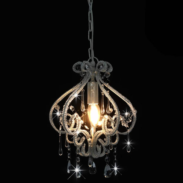 vidaXL Ceiling Lamp with Beads White Round E14