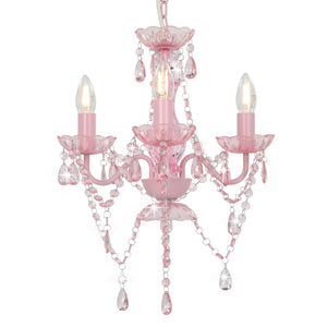 vidaXL Chandelier with Beads Pink Round 3×E14