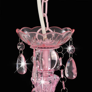 vidaXL Chandelier with Beads Pink Round 3×E14