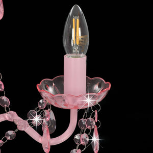 vidaXL Chandelier with Beads Pink Round 3×E14