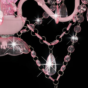 vidaXL Chandelier with Beads Pink Round 3×E14
