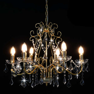 Kronleuchter mit Kristallperlen Golden Rund 6×E14