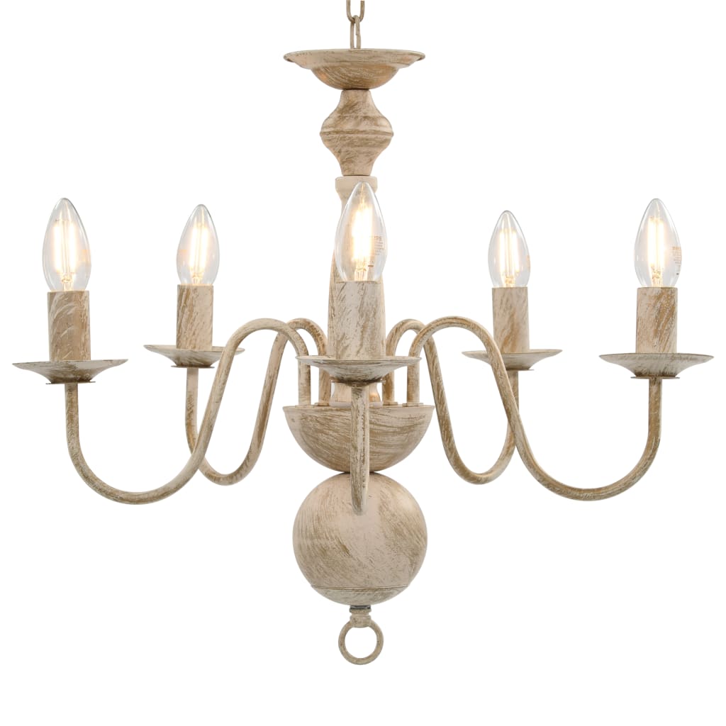 vidaXL Lustre Blanc Antique 5 Ampoules E14