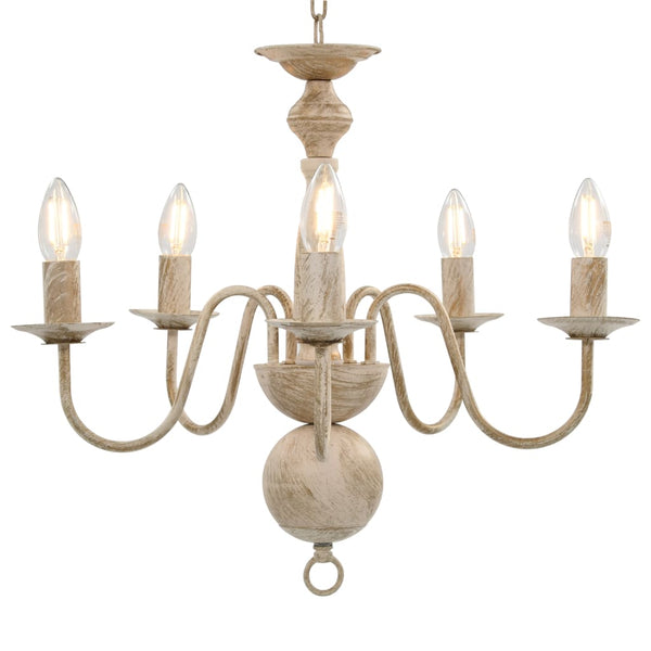 vidaXL Lustre Blanc Antique 5 Ampoules E14