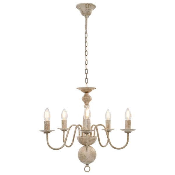 vidaXL Lustre Blanc Antique 5 Ampoules E14