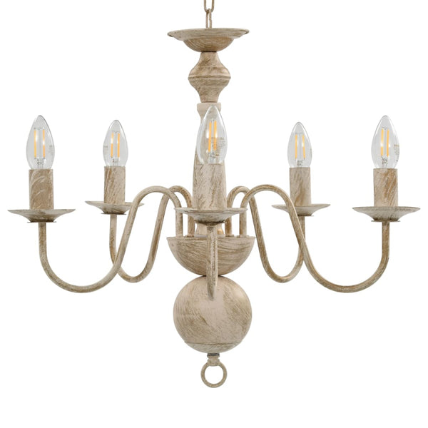 vidaXL Lustre Blanc Antique 5 Ampoules E14