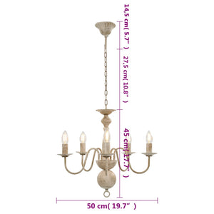 vidaXL Lustre Blanc Antique 5 Ampoules E14