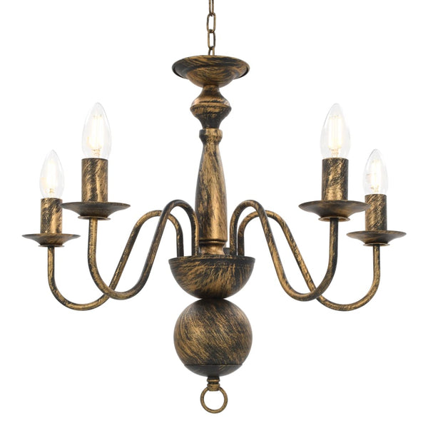 vidaXL Lustre antique noir 5 ampoules E14