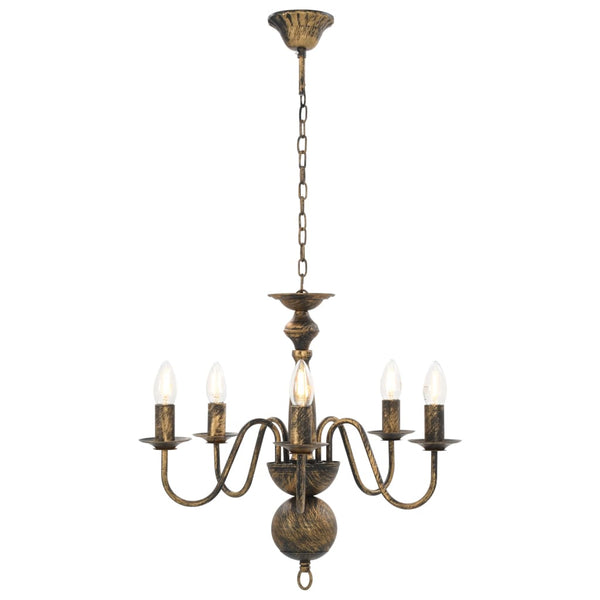 vidaXL Lustre antique noir 5 ampoules E14