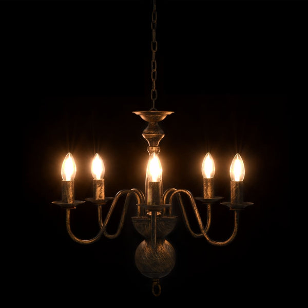 vidaXL Lustre antique noir 5 ampoules E14