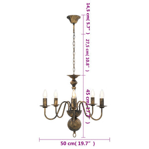 vidaXL Lustre antique noir 5 ampoules E14